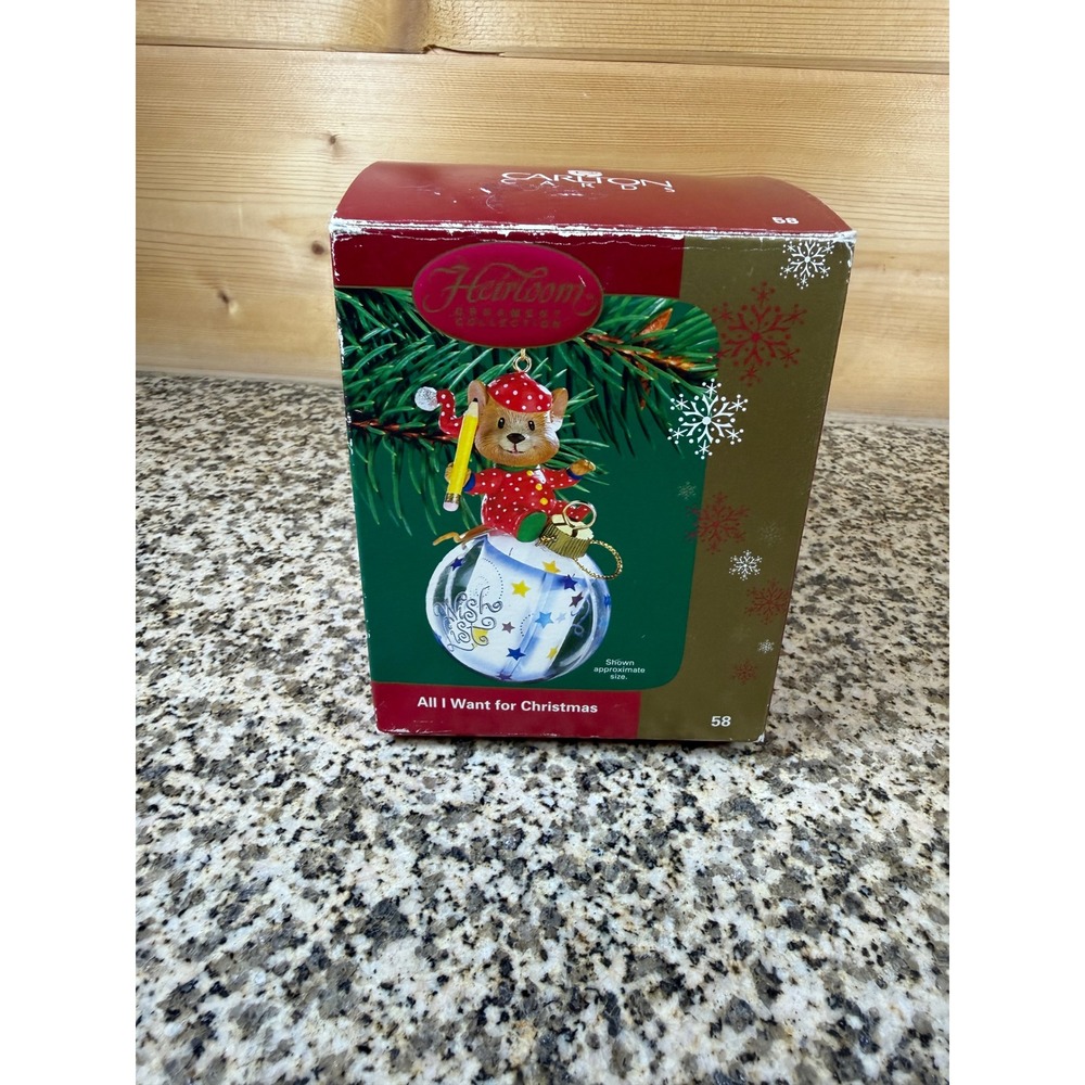 Carlton Cards Heirloom 2004 All I Want for Christmas Mouse Wish List Ornament 58